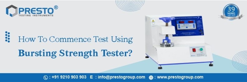 How to commence the test using a bursting strength tester?